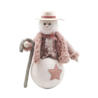 China Ornament Makers Supply Lovely Pink New Style Home Christmas Snowman Puppet Doll Decoration for sale