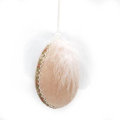 China Festival Decoration 2022 Hot Sale Custom Craft Easter Chicken Egg Hanging Feather Ornament Easter Festival Eggs for sale