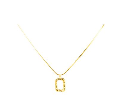 China TRENDY STARLAND Jewelry Ladies Fashion Gold Plated 18k Square Hollow Brass Pendant Necklace For Gift for sale