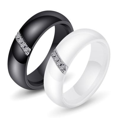 China FASHIONABLE Fashion Jewelry Stainless Steel Black and White Couple Rings Jewelry STARLAND Ring Ceramic Jewelry for sale