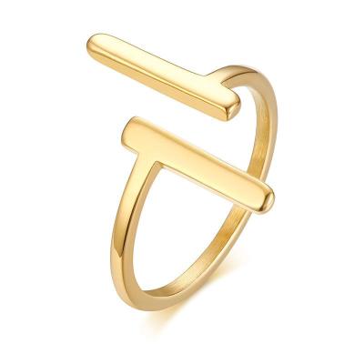 China CLASSIQUE Simple Geometric Titanium Stainless Steel Ring French Chic Fashion Rings Custom Designs 14k Gold Plated Ring STARLAND Jewelry for sale