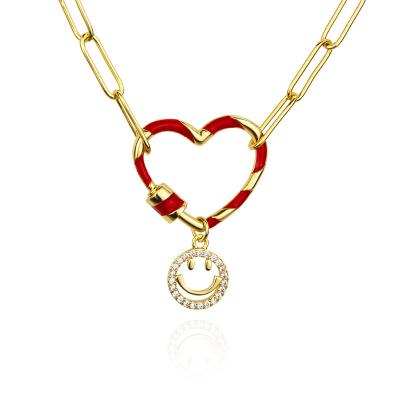 China Trendy Ring Fashion Jewelry Ring Striped Love With Zircon Smiley Face Necklace Thick Chain Hip Hop Screw 18K Gold Gift for sale