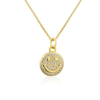 China Europe and America Fashion Jewelry 18k Real Gold Plating Necklace High Quality Brass With Full Zirconium Hip Hop Face Box Pendant Chain for sale