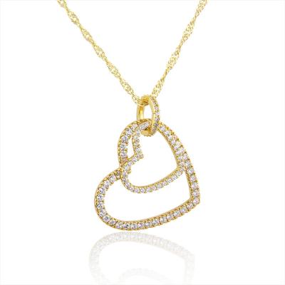 China TRENDY Open Heart Fashion Necklace 18K Gold Plated Copper Pendant Inlaid With Zircon Jewelry Gift For Woman for sale