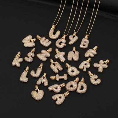 China New Arrival Fashion Hip Hop Style Big Initial A-Z Letter Necklace 18k Real Gold Plated Brass With Zircon Fashion Necklace Jewelry for sale