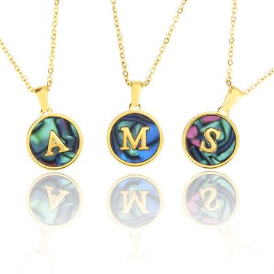 China TRENDY Gold Plated 26 Stainless Steel Letters A-Z Initials Pendant Necklace Colorful Patch Fashion Jewelry Gifts For Party Favors for sale