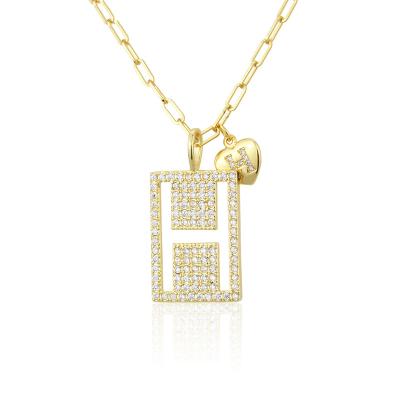 China Europe and America shape brass AAA CZ necklace 26 letter necklace ladies heart jewelry pendant necklace exquisite gift for sale