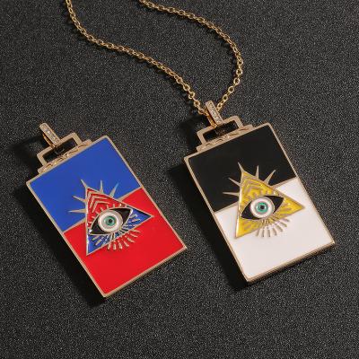 China HOT Europe and America and American Style CIS European Oil Plating Devil's Eye Necklace 18k Real Gold Plated Fashion Brass Necklace for sale