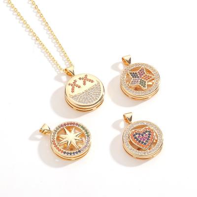 China Hot Selling Hiphop Smiley Heart Necklace 18k Real Gold Plated Brass With Zircon Fashion Hip Hop Women's Necklace for sale