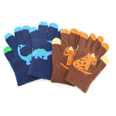 China Fashional Children's Cartoon Contrast Color Gloves Fabric Comfortable And Warm Fit Hand Five-finger Gloves for sale