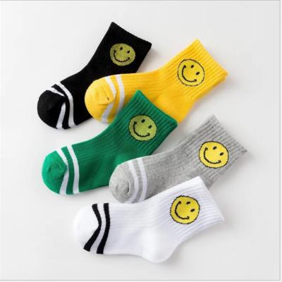 China Children Socks Antibacterial Cotton Socks 3-7-9-12 Years Medium and Small Autumn Smiley Baby Kids Girls Boys Socks for sale