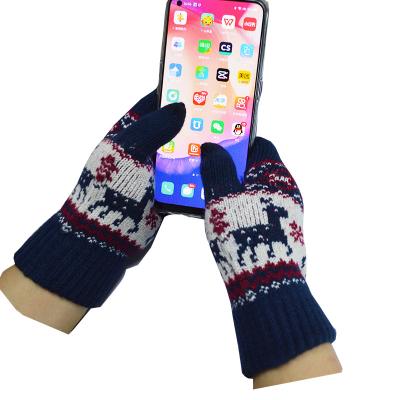 China New Product Winter Jacquard Deer Touch Screen Gloves Hot Selling Knitted Touch Screen Gloves for sale