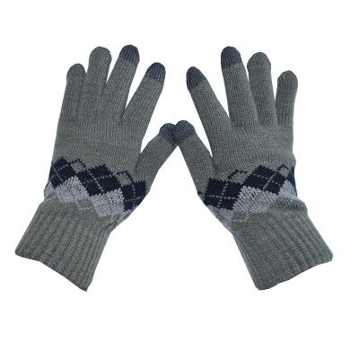 China High End Listing Touch Screen Gloves New Full Finger Knitted Prismatic Jacquard Touch Screen Gloves Three Fingers Touch Screen Gloves for sale