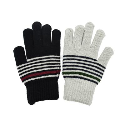 China High Quality Thick Striped Coral Fleece Warm Gloves Fashional Jacquard Double Layer Warm Gloves for sale