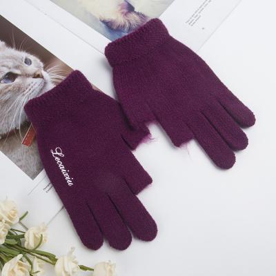 China Hot selling touch screen and hot factory exposed two fingers autumn and winter warm knitted touch screen gloves jacquard touch screen gloves for sale