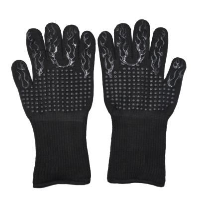 China New Type Aramid Fiber Bargain Price Fire Resistant Black Barbecue Anti-scald Gloves for sale