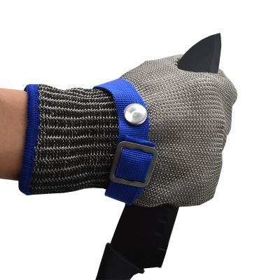 China Unique Design Hot Sale Five Finger Anti-Cutting Dark Gray Anti Cutting Steel Wire Gloves for sale