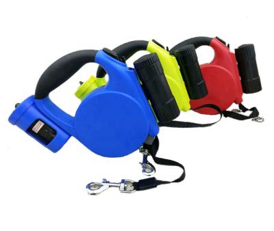 China Super Viable 5M 9pcs LED Light Dog Leash With Bag Waste Dispenser, LED Leash With Bag, Retractable Leash And Dog Lead for sale