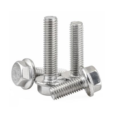 China Stainless Steel GB5787 304 316 Stainless Steel Finish Single Hex Head Screws A2-70 Anti-Slip Hex Flange Bolt With Serrated for sale