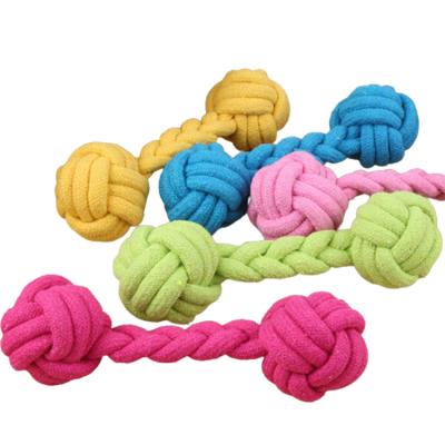 China 5 Colors Cotton Dog Bone Ball Dog Bone Shape Viable Training Chew Toy For Medium Large Dogs Interactive Rope Toy For Medium Large Dogs for sale