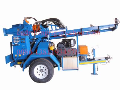 China High Rotary Torque Hydraulic Trailer Mounted Portable Water Well Drilling Machines with DTH Hammer for sale