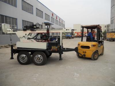 China 4 Wheel Trailer Well Digger Machine , Portable Hydraulic Rotation Drilling  Water Well Equipment for sale