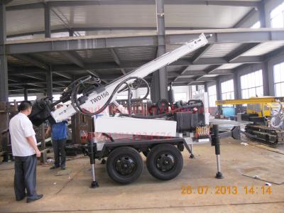 China Light weight trailer water well drill rig with dth and mud drilling capacity for sale