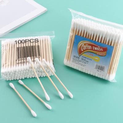 China Wholesale Custom Natural Degradable Cotton Swab Organic Bamboo Disposable Cotton Swab For Ear Cleaning for sale