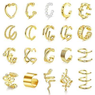 China FASHION Geometric Surgical Steel Ear Cuffs Cut Earrings For Women Climbers No Piercing Cartilage Earring Body Jewelry for sale