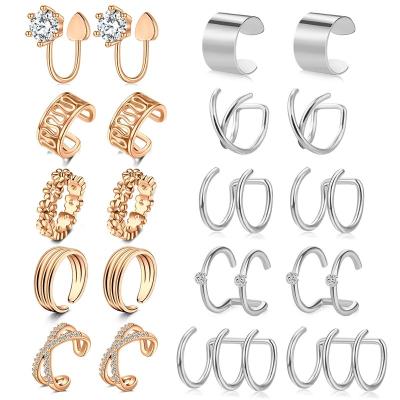 China Fashion Trendy Wholesale Stainless Steel Non-Piercing Adjustable Ear Cuff Helix Cartilage Clip On Wrap Earrings Sniff Ring Earring for sale