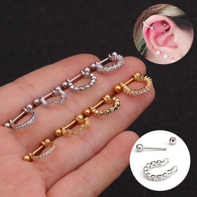 China CLASSIC Stainless Steel 20g Barbell With CZ Circle Cartilage Helix Daith Scam Earring Comfortable Earlobe Piercing Jewelry Wholesale for sale