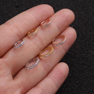 China New FASHIONABLE Hot Selling Comfortable Ear Piercing Jewelry 6mm/8mm/10mm Circle Cartilage Earring Helix Daith Conch Conch Rook CZ Huggie for sale