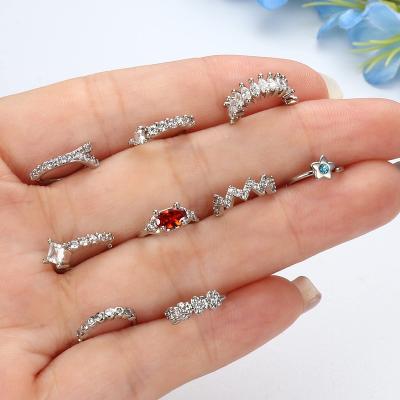 China FASHIONABLE Hot Selling Luxurious Gold/Sliver Plated Nose Rings Sets Jewelry Helix Red Color Crystal Round Nose Piercing Stud Earrings Girls for sale