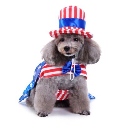 China 2022 NEW Viable Funny Pet COS American Male Pet Clothes Dog Clothes Christmas Holiday Costume Apparel Halloween Dresses for sale