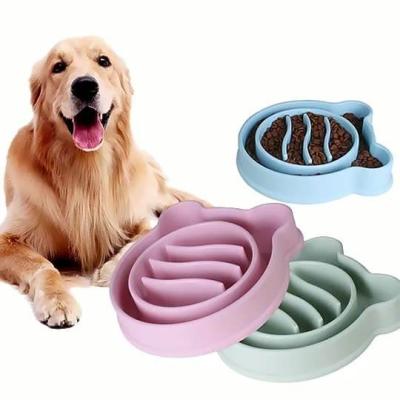 China Sustainable Slow Feeder Thickened Material Bear Shape Anti-choking Fun Feeder Feeding Plastic Dog Pet Food Bowl Pet Bowl for sale