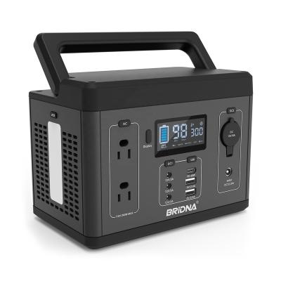 China BRIDNA Home Camping Lithium Ion Battery 300w 220v Power Station Portable Solar Generator With AC Outlet for sale