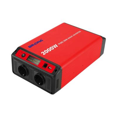 China Pure Sine Wave 2000w 12v 24v 36v 48v AC 230v DC Off Grid 2000 Watt Solar Power Inverters 363*191*98mm for sale