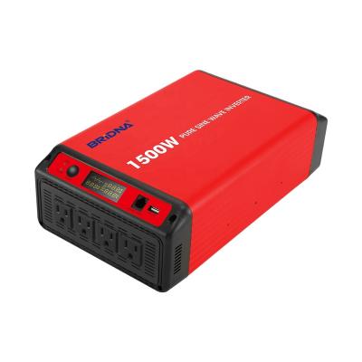 China Smart 1500w Off Grid Pure Sine Wave DC 12v 24v 36v 48v To 100v 110v 120v AC Power Inverter 363*191*98mm for sale