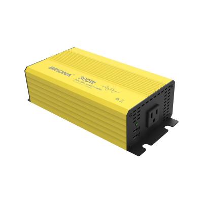 China ABS+PC+aluminum alloy 300w 12v 24v dc ac 110v 220v 230v 240v 300 watt pure sine wave solar car power inverter for sale