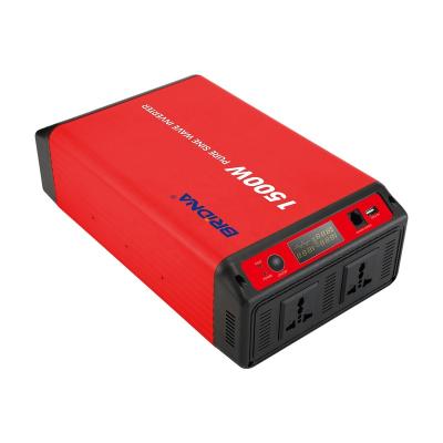 China CE FCC RoHS 1.5kw 12vdc 24vdc 36vdc 48vdc to 220vac 1.5 KW Pure Sine Wave Home Power Inverter 363*191*98mm for sale