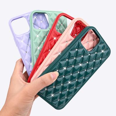 China Colorful Luxury Rhombic Shockproof Diamond Girly Mobile Cover Cell Phone Case for iphone 11 11pro 12 12pro 13 for sale