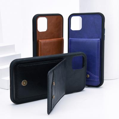 China Drop-proof For Iphone 12 Pro Max Phone Shell Leather Card Cover Logo Pocket Wallet Mobile Bag Custom Case for sale