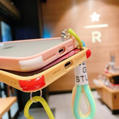 China Shockproof Clear TPU Rope Hand Strap Phone Bumper Case For Samsung for sale