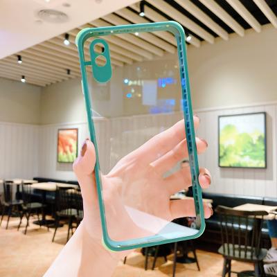 China OEM ODM Shockproof Green Frame TPU Shockproof Crystal Clear Phone Case Cover Device For Redmi 9a 9i for sale