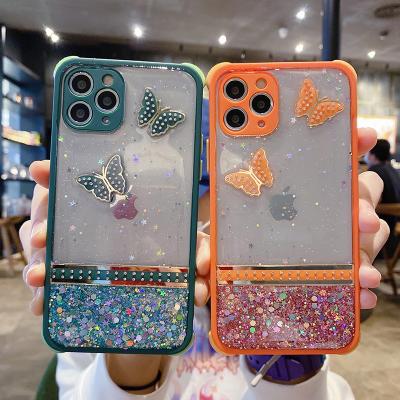 China Shock Proof White Back Cover Hard Plastic Epoxy Butterfly Bling Phone Bumper Case For realme 6 6i 7 7i pro for sale