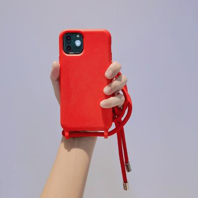 China Shockproof TPU Cover with Necklace Lanyard Rope Strap Crossbody Cell Phone Cases for oppo f11 f15 f19 for sale