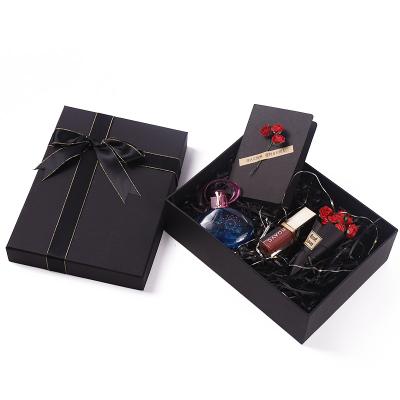 China Recyclable Ordinary Card Gift Box Design Jewelry Packer Necklace Earring Two Piece Sky And Earth Paper Box With Ribbon On Bestseller for sale