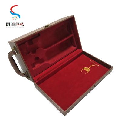 China Recyclable High End Products Wooden Wine Box With Plastic Divider Insert And Leatherette Paper Wrapped For Two Bottle Packing for sale