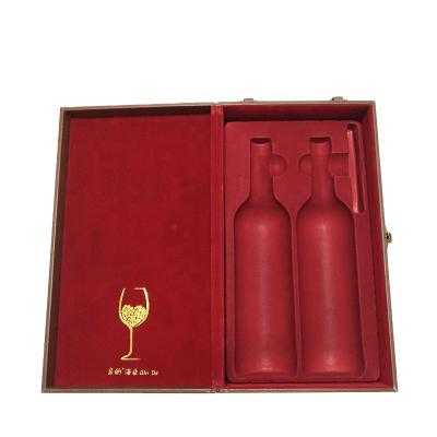 China Hot Selling Luxury Recyclable Wine Bottle Glass Set Accessories Wine Gift Packaging Box With Customize Logo Customize Design for sale