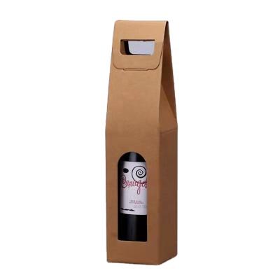 China Bestselling Recyclable Kraft Paper Organ Bag Wine Box With Flat Hole And String Handle Bottom For Wine Bottle Packaging Box for sale